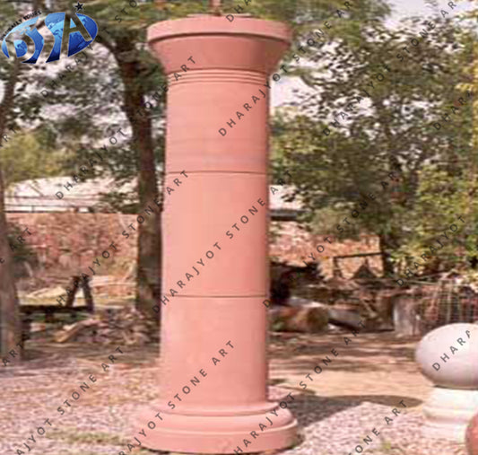 Outdoor Natural Stone Hand Carved Building Red Marble Pillar
