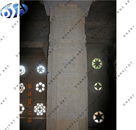 Customized Natural Marble Stone Carving Column Pillar