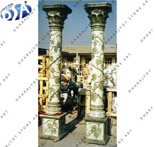 Hand Carved Natural Marble Stone Roman Column Pillar