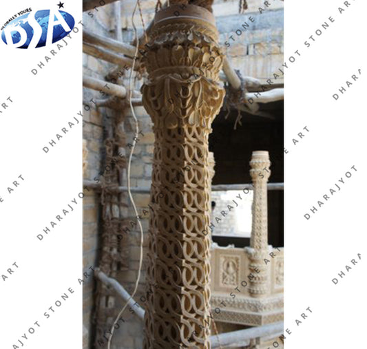 Hand Carved Classic Garden Stone Decorative Marble Pillar