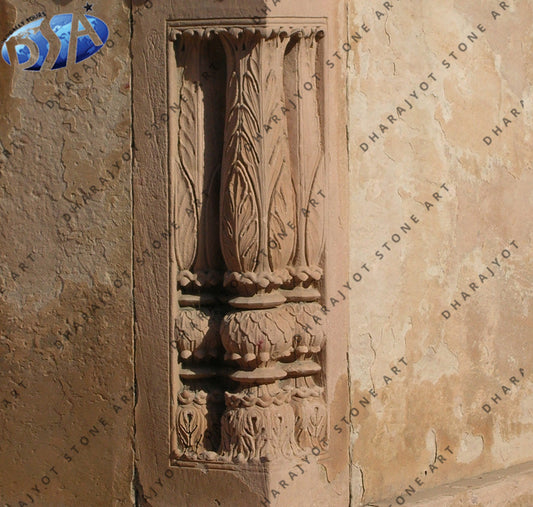 Natural Sandstone Hand Carved Design Heritage Pillar
