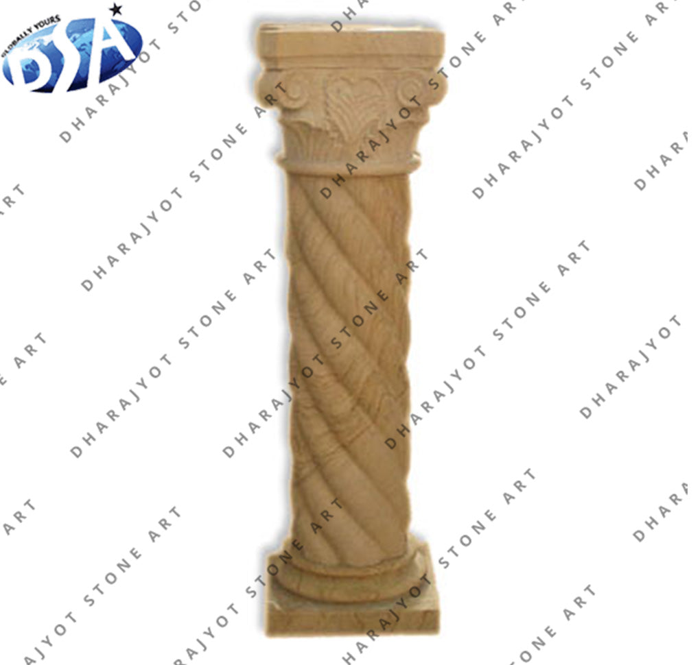 Villa Hotel Outdoor Stair Carved Stone Railing Pillar