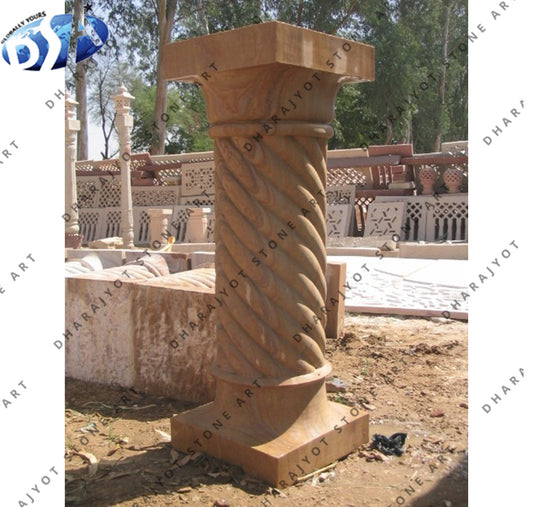 Sandstone Custom Natural Stone Roman Hand Carved Pedestal Pillar