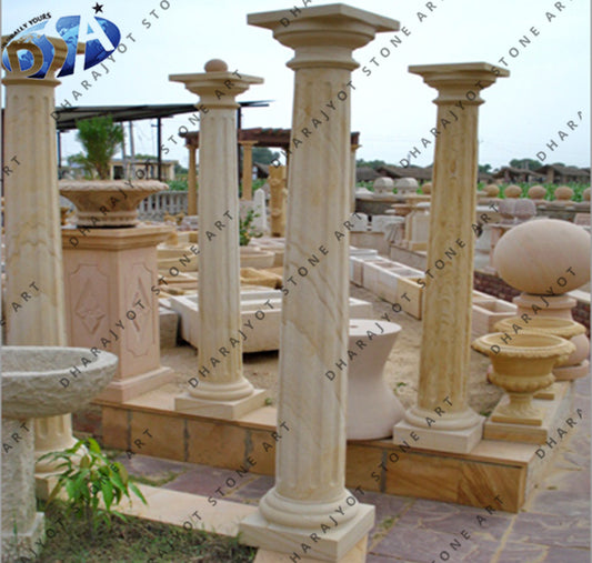 House Pillar Natural Stone Round Marble Column
