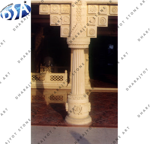 Custom Natural Stone Hand Carving Marble Pillar