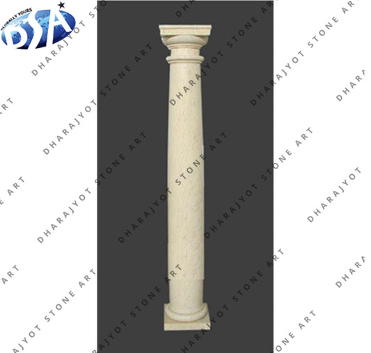 Natural Round Pillar Solid Antique Stone Column
