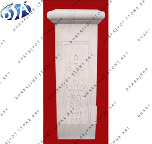 White Square Pedestal Marbles Stone Column Pillar