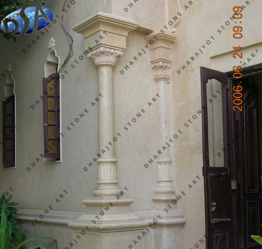 Hand Carving Pure White Marble Stone Columns Pillars