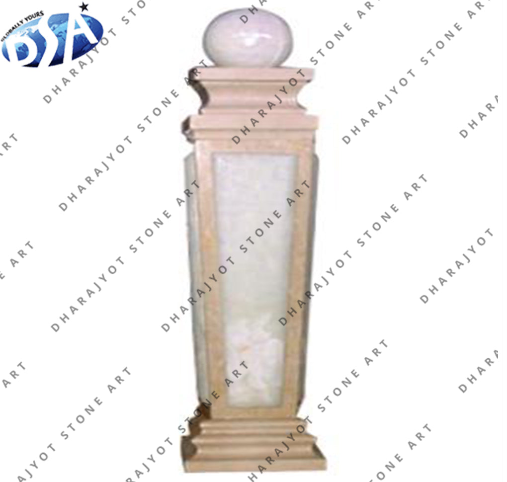 Beige Marble Square Column Pillar