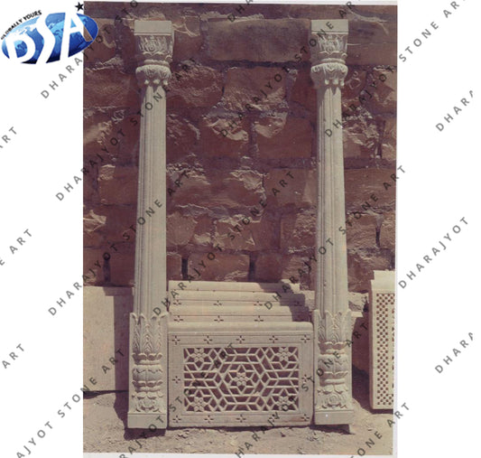 Hand Made Marble Carved Stone Pillar