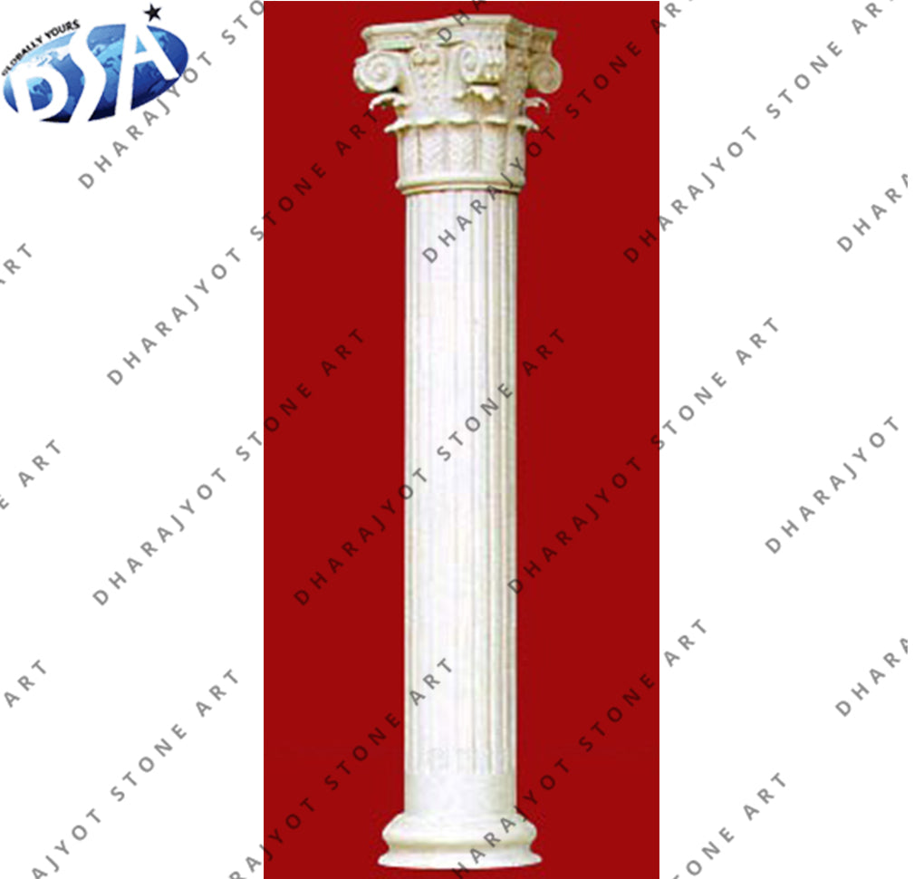 White Marble Hand Carved Burnishing Pillar