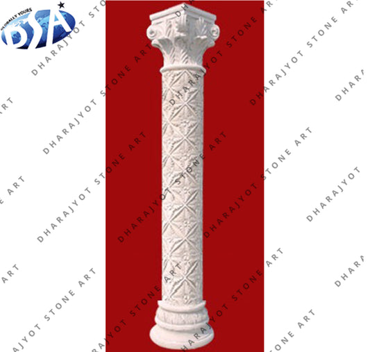 White Hand Carved Hollow Pillar