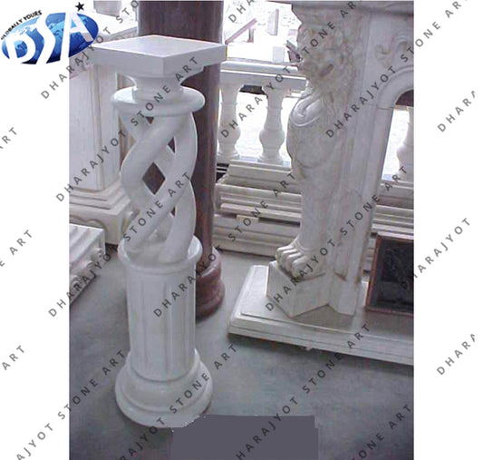 White Marble Small Pedestal Column Piller