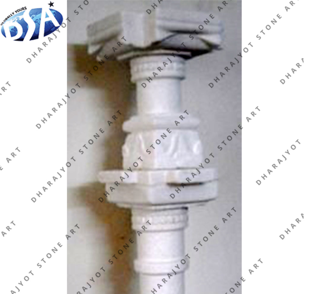 White Hand Carving Design Pillar