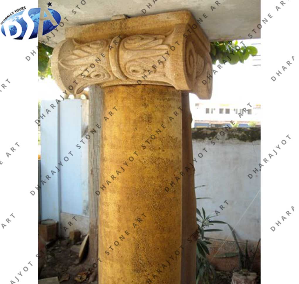 Home Decoration Stone Building Hand Carved Pillar