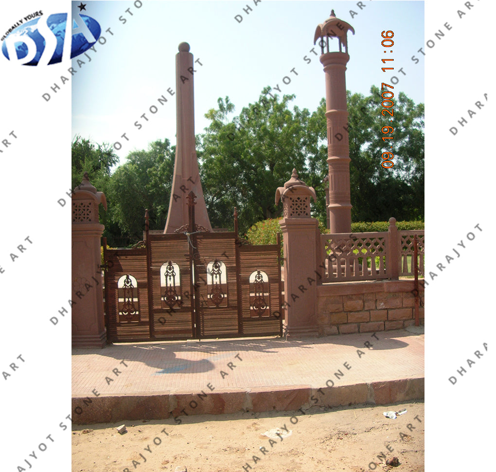 Round Pink Sandstone Polished Natural Pillar