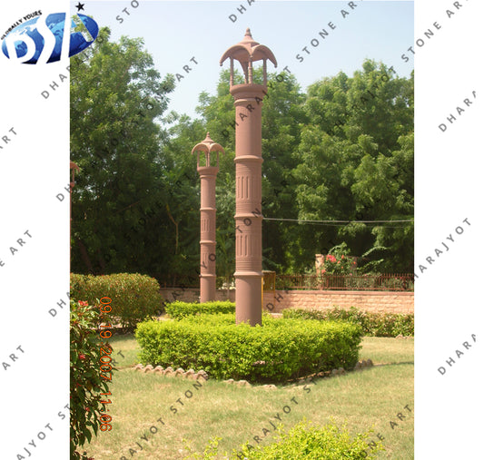 Round Pink Sandstone Polished Natural Pillar