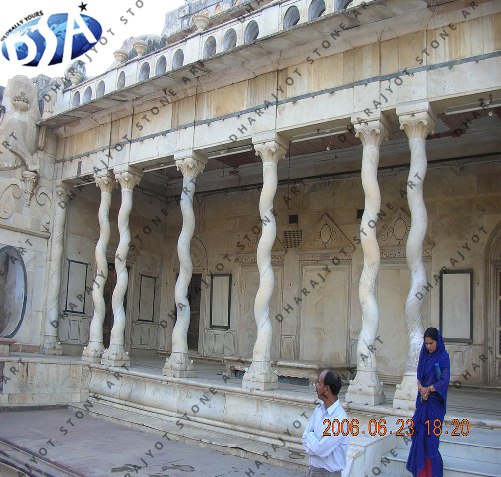 Luxury White Marble Designer Column Pillar