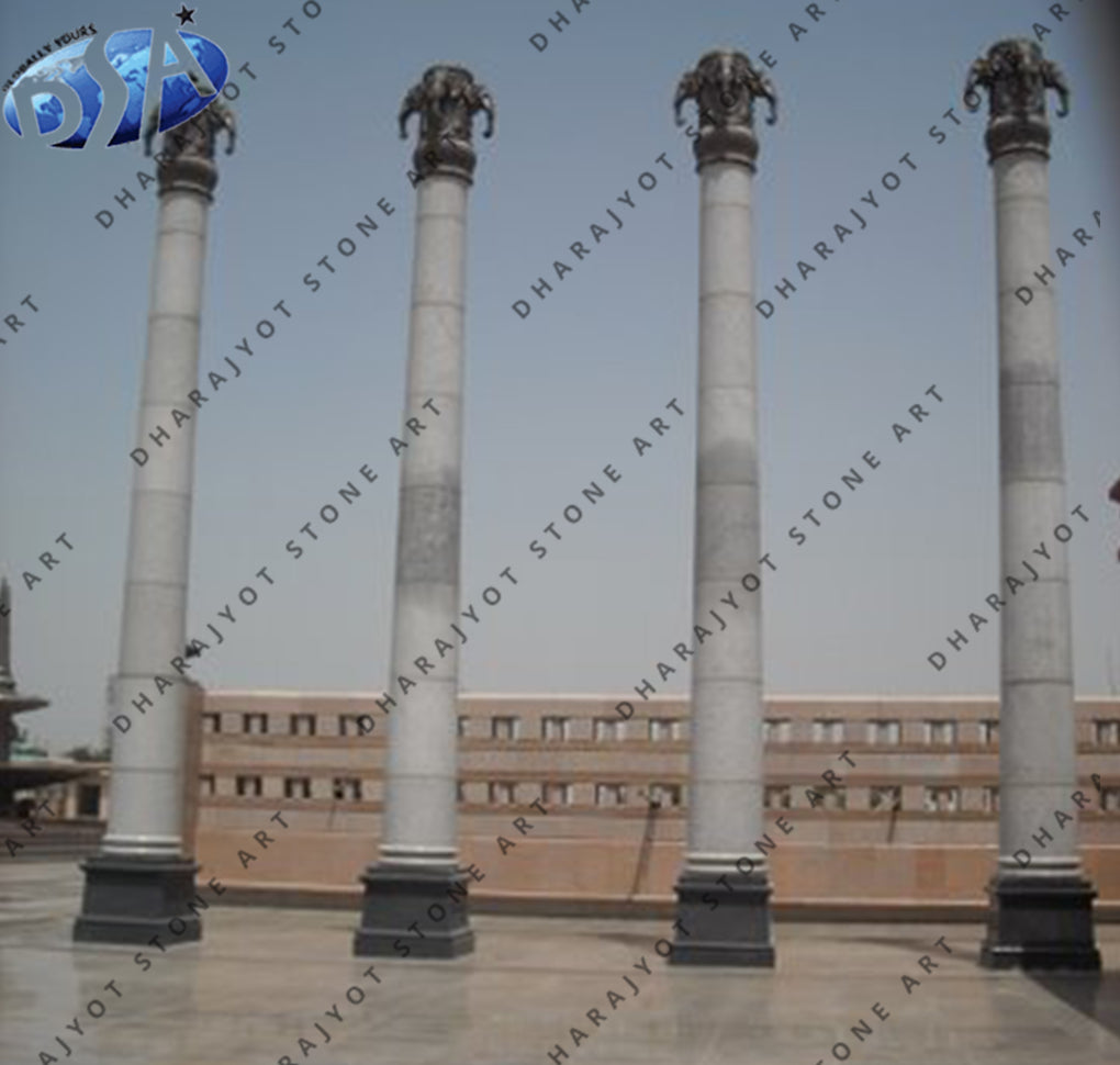 Decorative Building Natural Stone House Greek Column White Marble Pillar