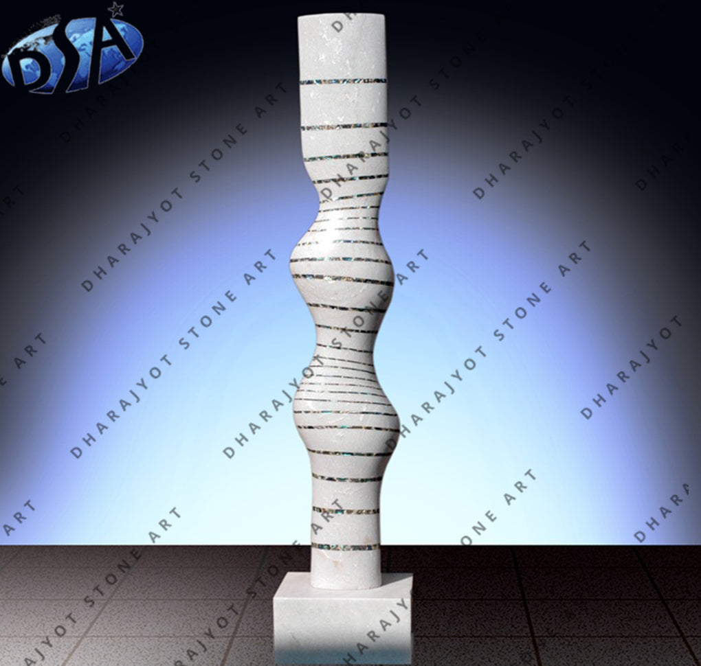 White Marble Handrail Stone Pillar