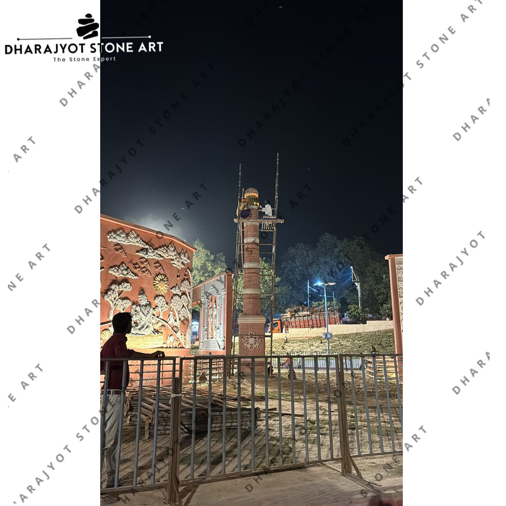 Handcrafted Traditional Royal-Style Stone Pillar