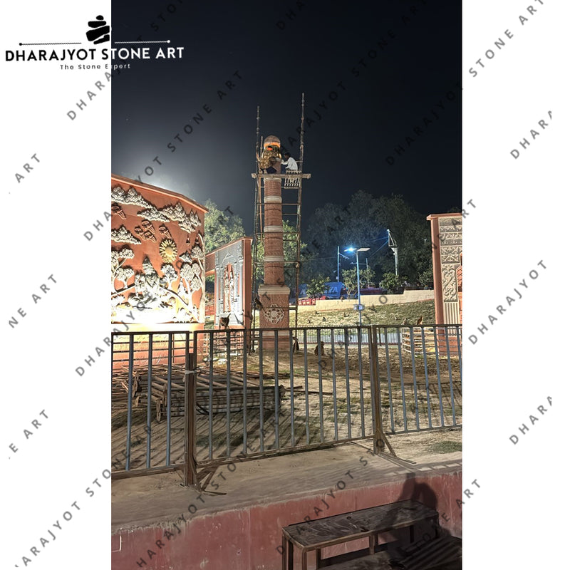 Handcrafted Traditional Royal-Style Stone Pillar
