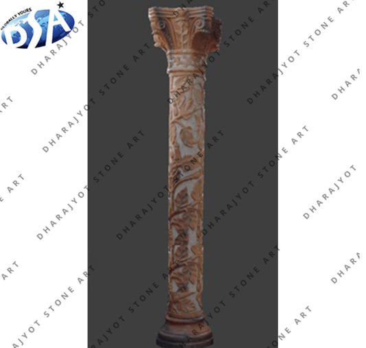 Hand Carved Natural Marble Stone Pillar
