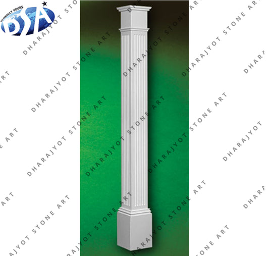 Carved Polished White Marble Stone Roman Solid Pillar