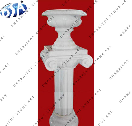 White Polished Modern Design Marble Pillar