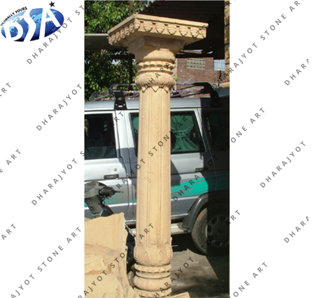 Natural Sandstone Roman Hand Carving Pillar