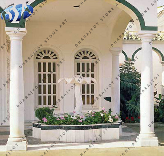 Custom Design Outdoor White Marble Columns Pillar