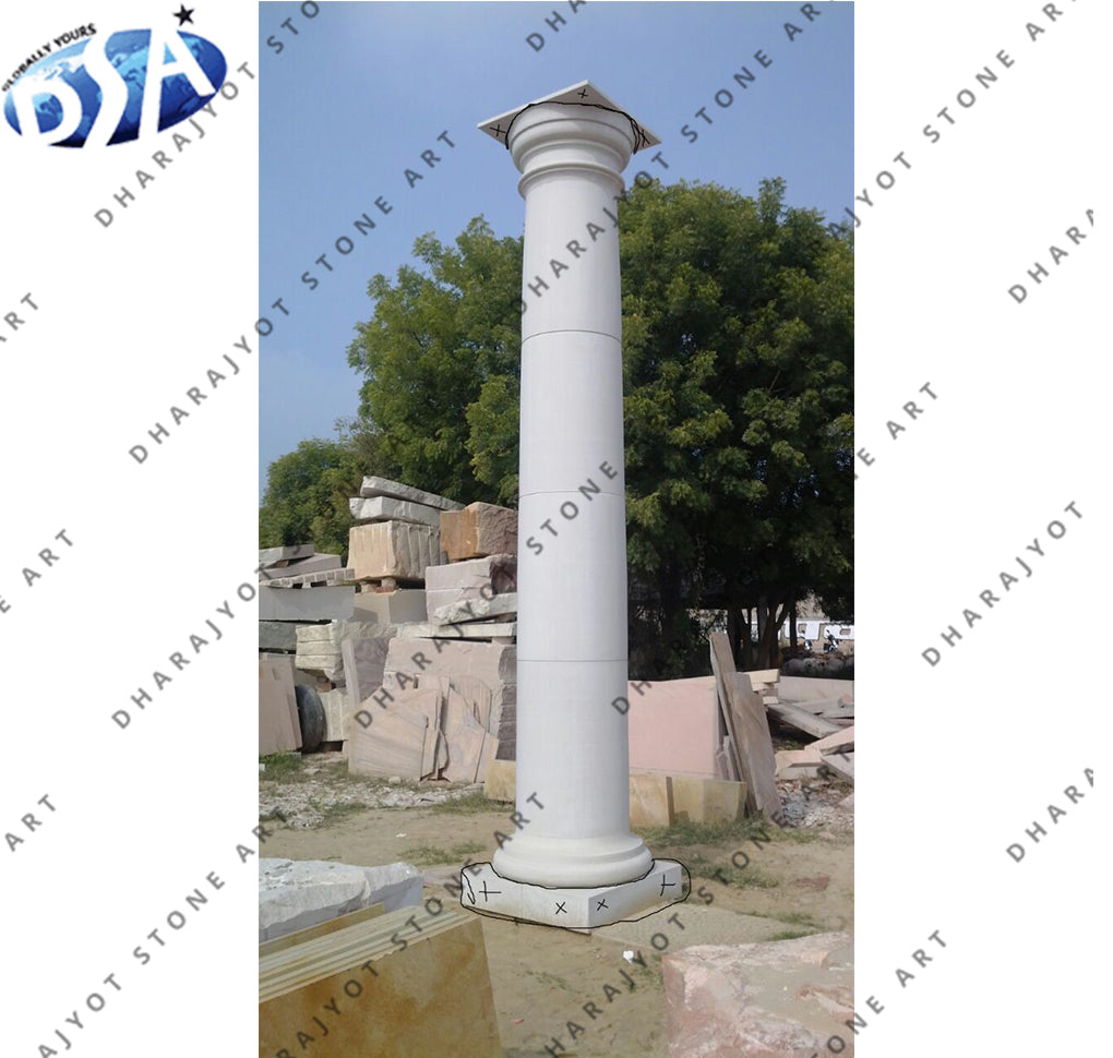 Natural White Marble Outdoor Column Pillars