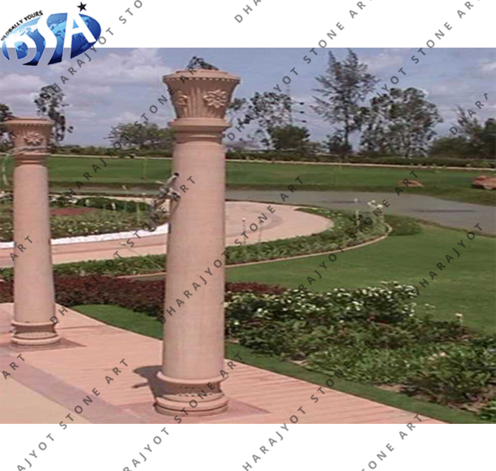 Natural Marble Stone Circular Round Column Pillar