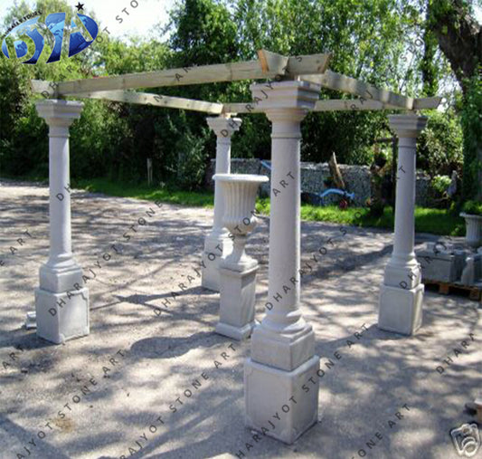 Natural Stone Column Marble Gazebo Pillar