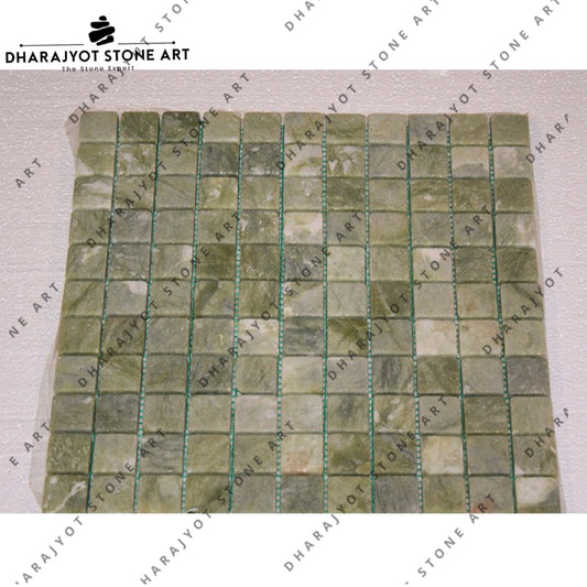 Square Green Marble Polish and Tumble Mosaic