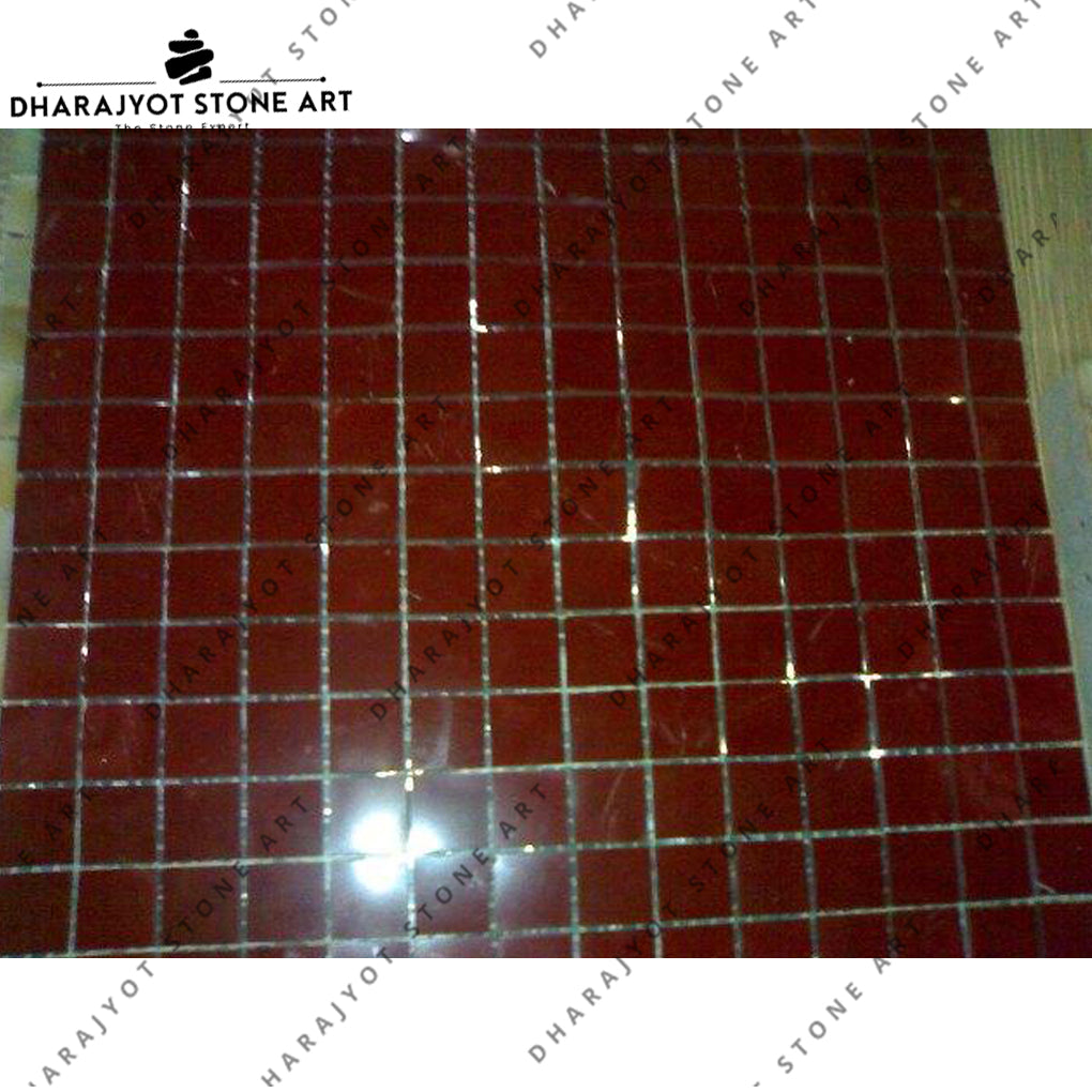 Maroon Marble Natural Stone Polish and Tumble Mosaic