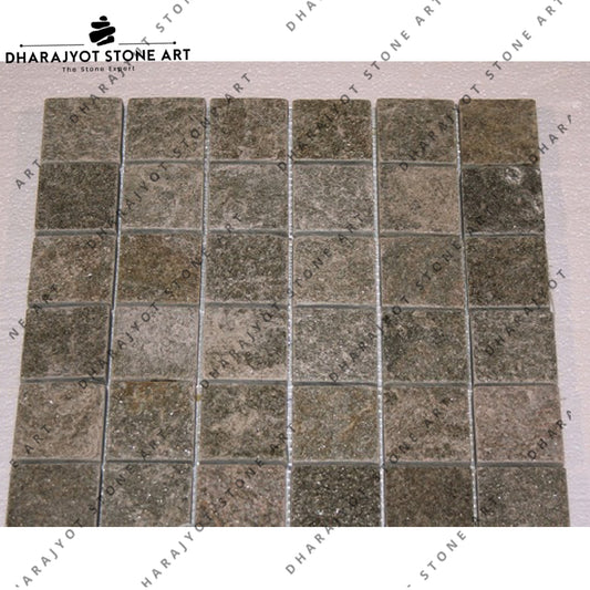 Square Pattern Grey Marble Polish And Tumble Mosaic
