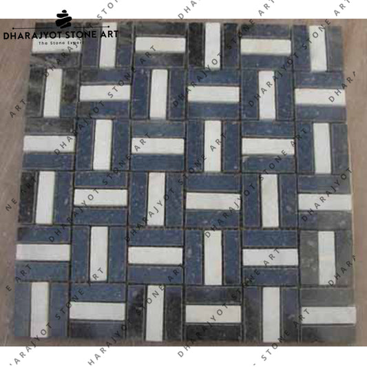 Black Carrara White Polish And Tumble Mosaic