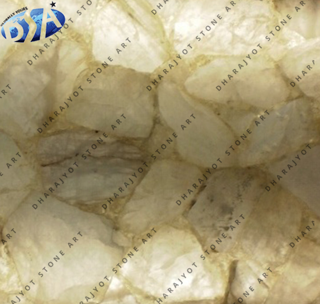 Natural White Quartz Semi Precious Stone Slab Tile