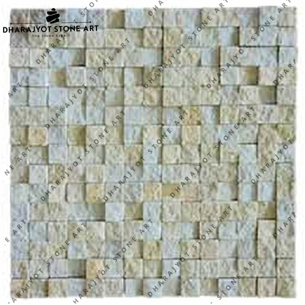 Beige Limestone Rock And Split Mosaic