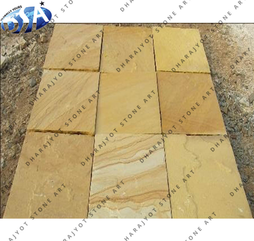 Rectangular Yellow Mint Sandstone Paving Slabs