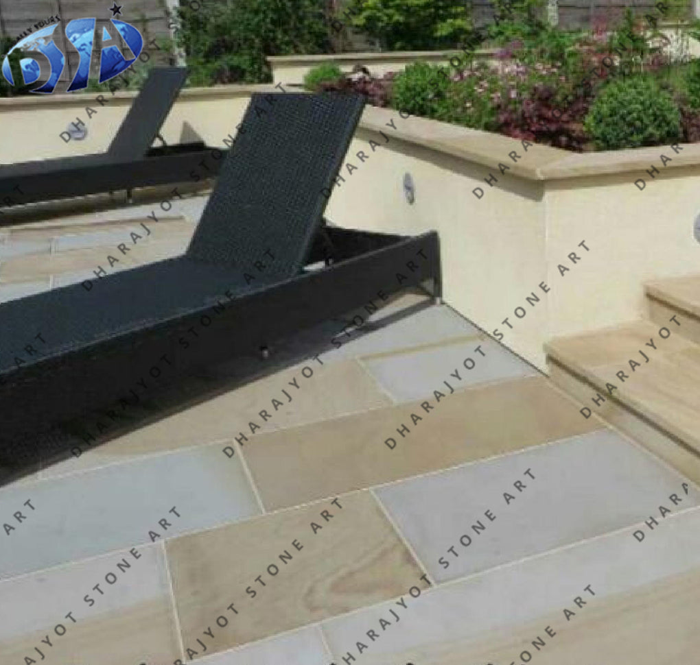 Indian York Buff Sandstone Landscaping Slabs