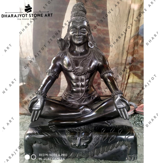 Traditional Hindu Marble Black Shiva Statue
