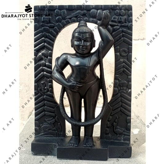 Traditional Hindu Black Marble Shreenathji Statue