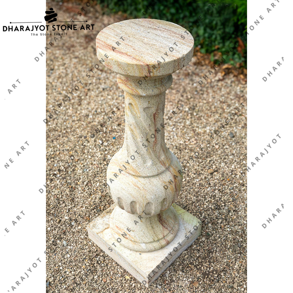 Hand Carved Sandstone Baluster Sundial Base