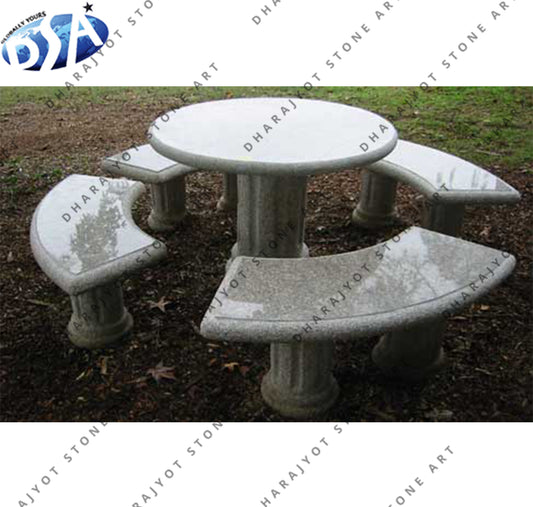 White Stone Garden Table