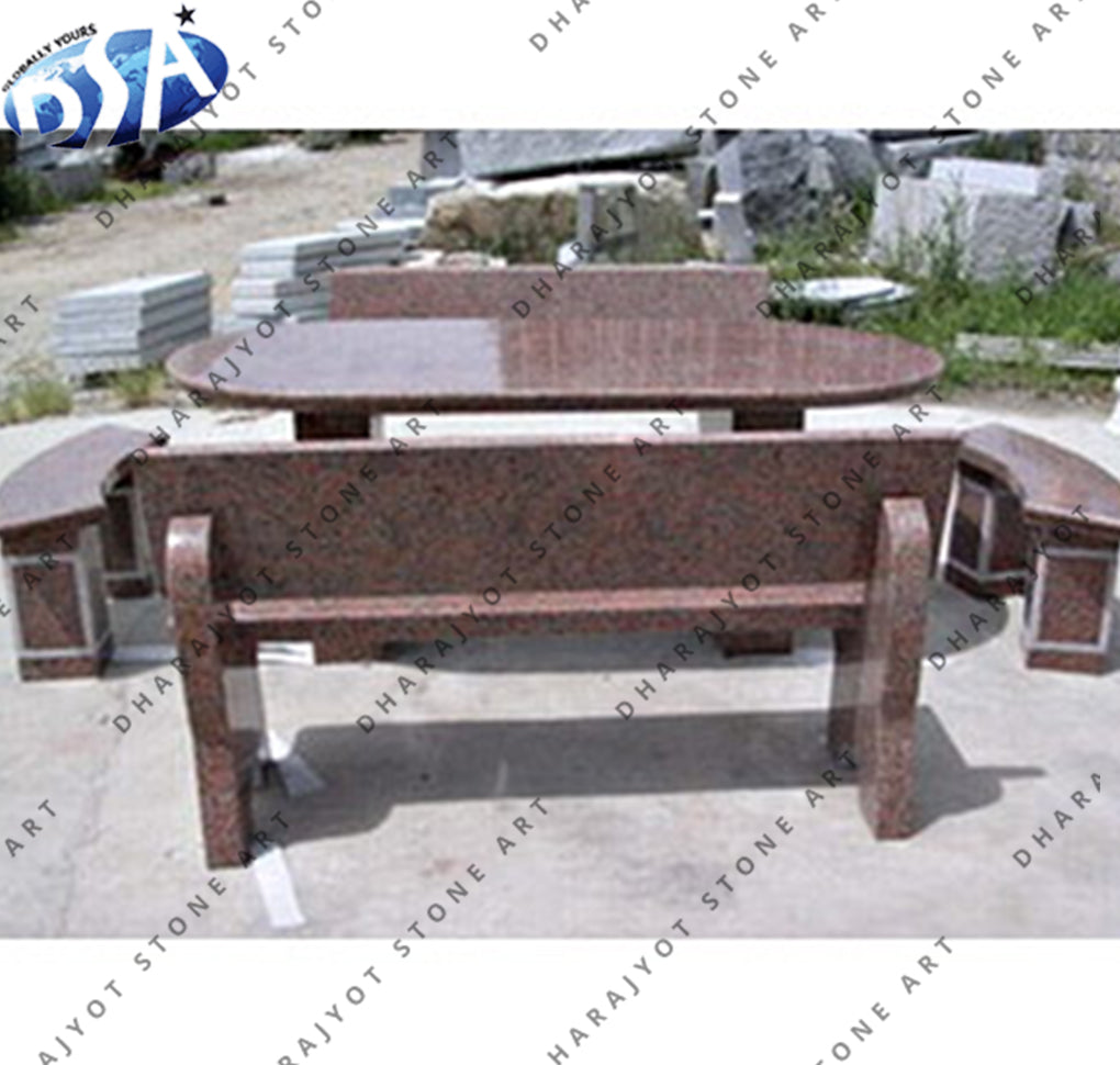 Red Granite Stone Bench