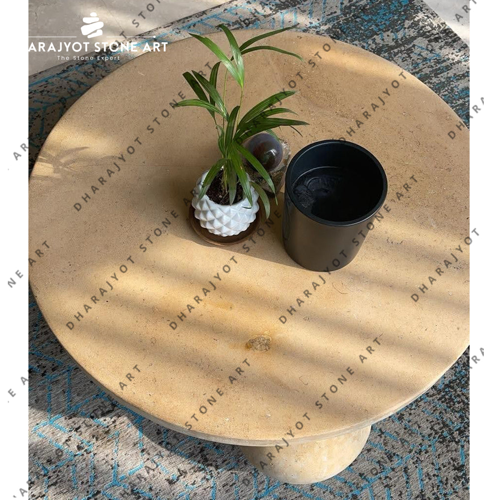 Italian Design Living Room Travertine Round Nnatural Stone Table Top