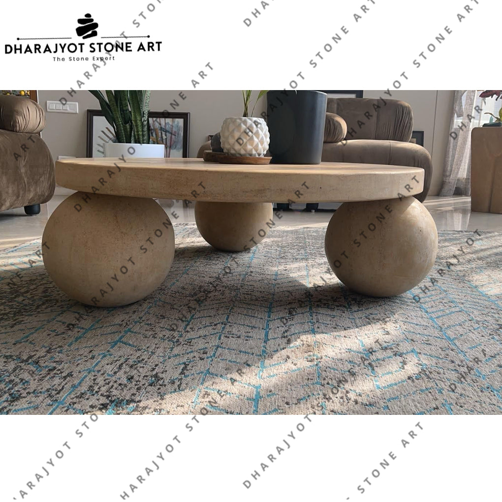 Italian Design Living Room Travertine Round Nnatural Stone Table Top