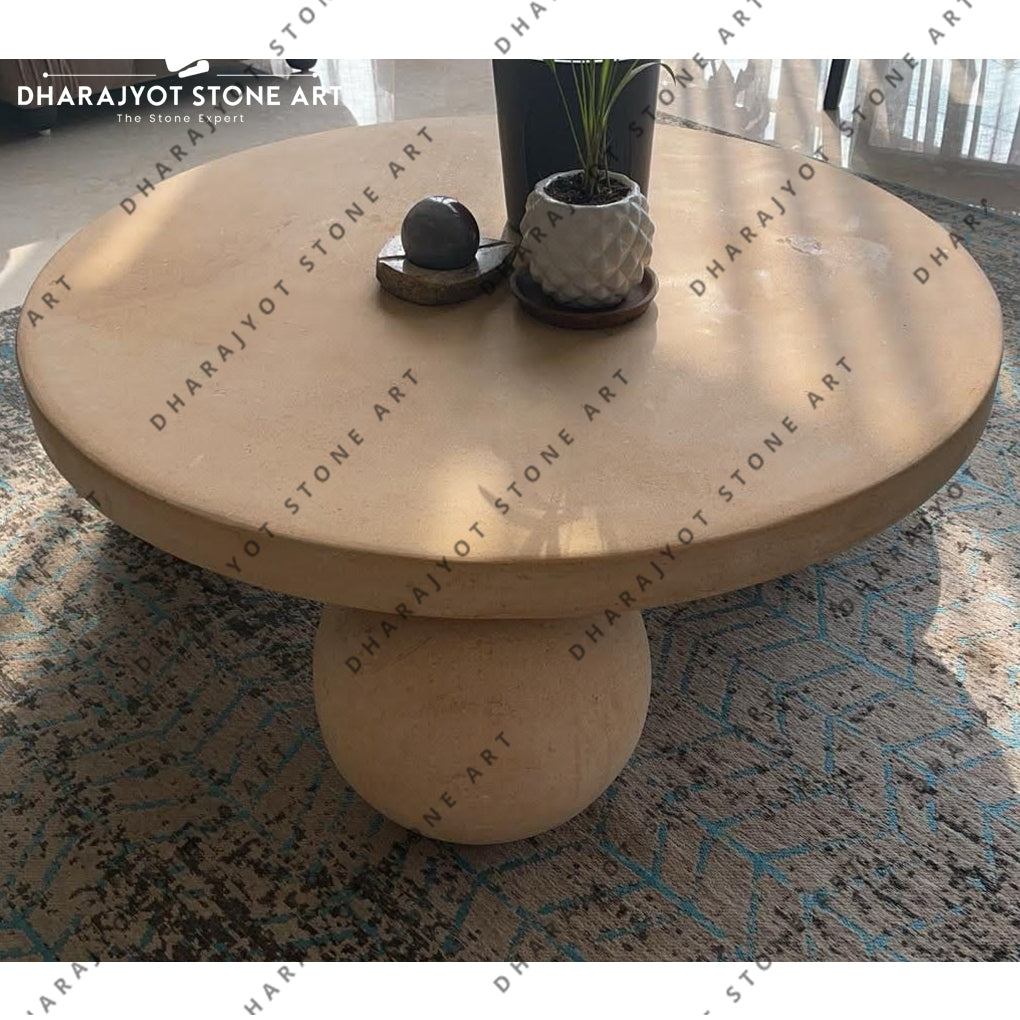 Italian Design Living Room Travertine Round Nnatural Stone Table Top